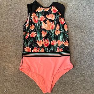 Floral active one piece swimsuit